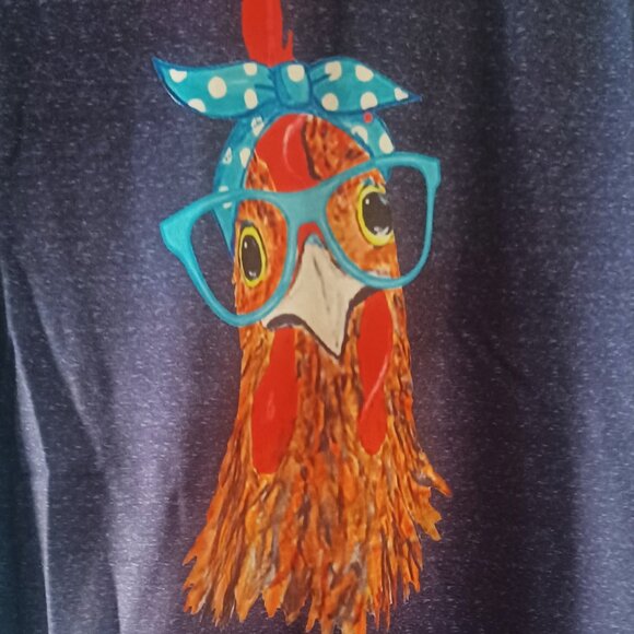 NWT Chicken with bandana headband and glasses - Funny Chicken Shirt - Picture 2 of 8